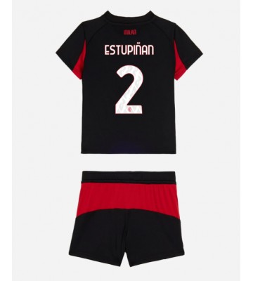 AC Milan Pervis Estupinan #2 Primera Equipación Niños 2025-26 Manga Corta (+ Pantalones cortos)